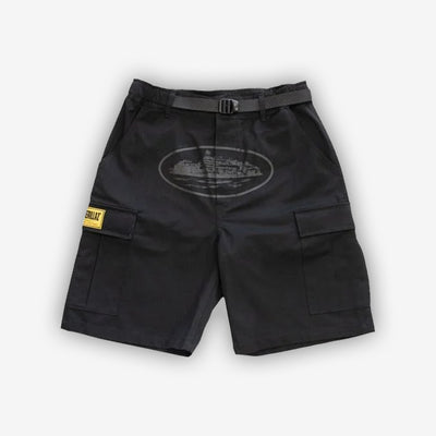 Corteiz OG Alcatraz Cargo Shorts - Triple Black