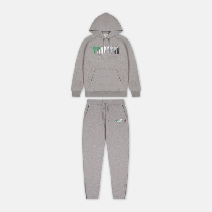 Trapstar Chenille Decoded Hooded Tracksuit - Black/Grey/Green